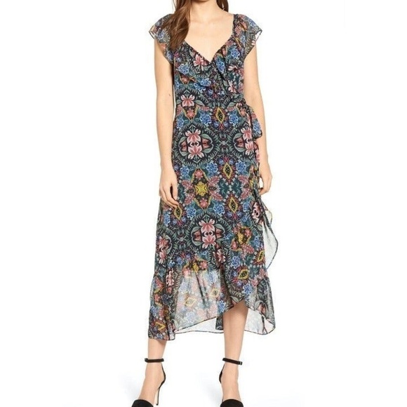 Rebecca Minkoff Jessica Floral Wrap Midi Dress Size Medium (6-8) - Picture 1 of 4